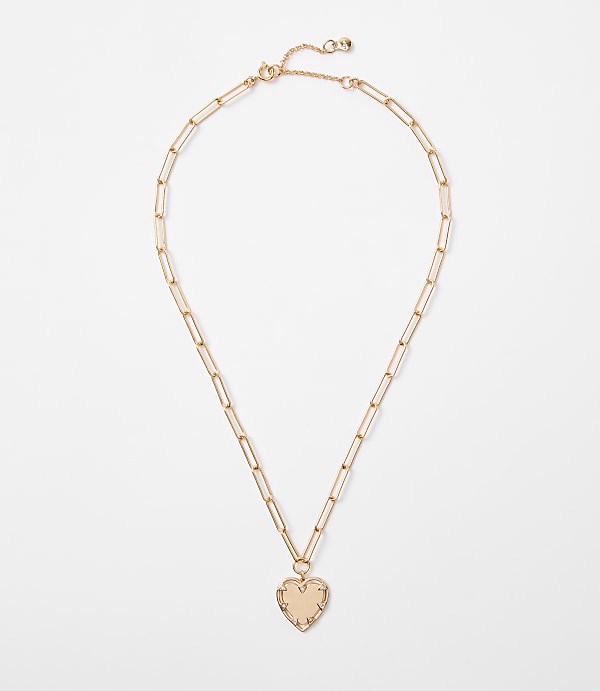 Sparkle Heart Chain Link Necklace