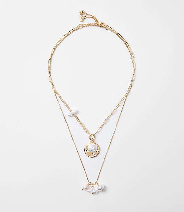 Mother Of Pearl Layered Coin Necklace Set