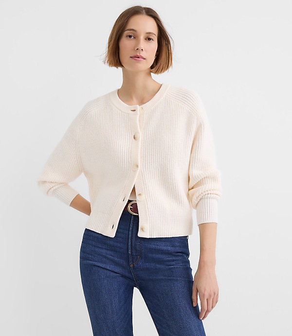 Petite Ribbed Relaxed Cardigan