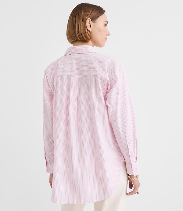 Petite Striped Poplin Everyday Oversized Pocket Shirt