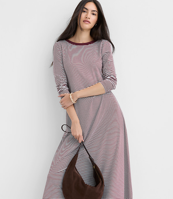 Striped Scoop Back Midi Dress
