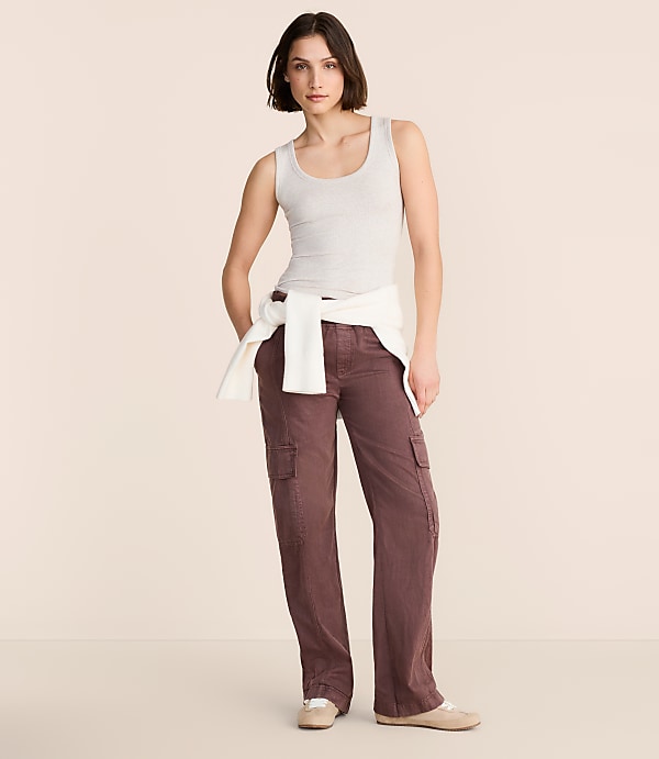 Lou & Grey Washed Twill Straight Leg Cargo Pants