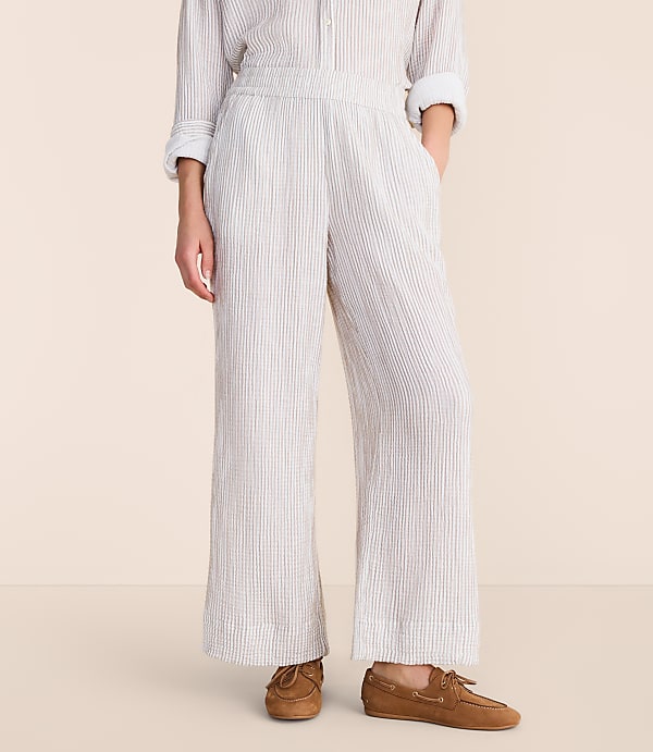 Lou & Grey Striped Triple Cloth Wide Leg Pants