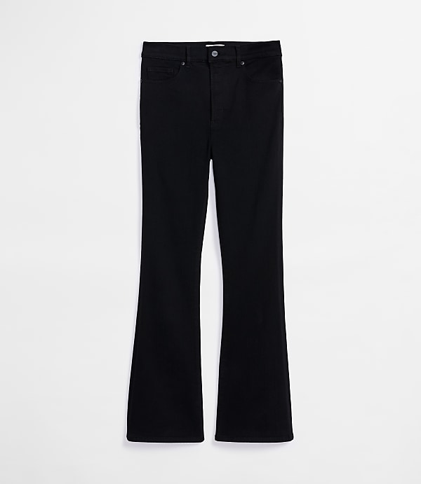 Rivete Petite Curvy High Rise Slim Flare Jeans in Noir Wash