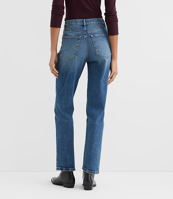 Rivete Petite High Rise Straight Jeans in Echo Wash