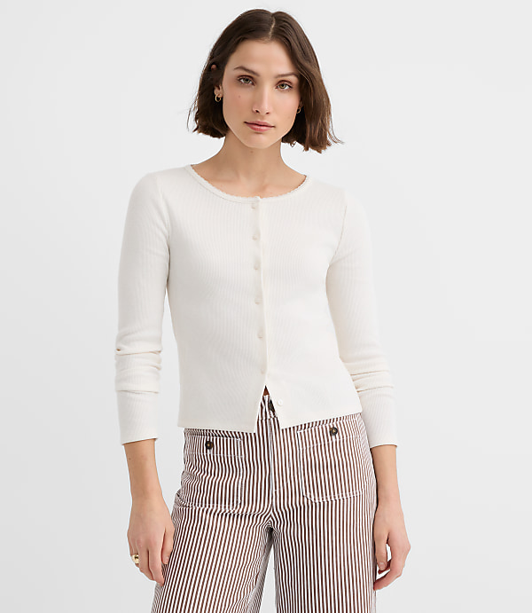 Scalloped Ribbed Cardigan