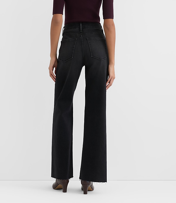 Rivete Petite Fresh Cut High Rise Wide Leg Jeans in Noir Wash