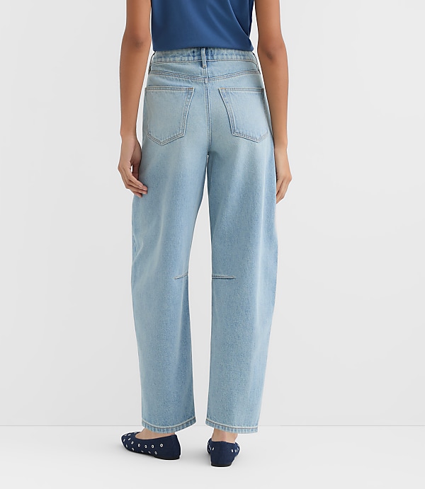 Rivete Petite Curvy High Rise Barrel Jeans in Light Wash