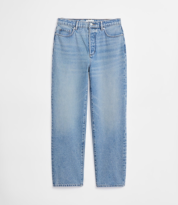 Rivete Petite High Rise Straight Jeans in Vintage Mid Wash