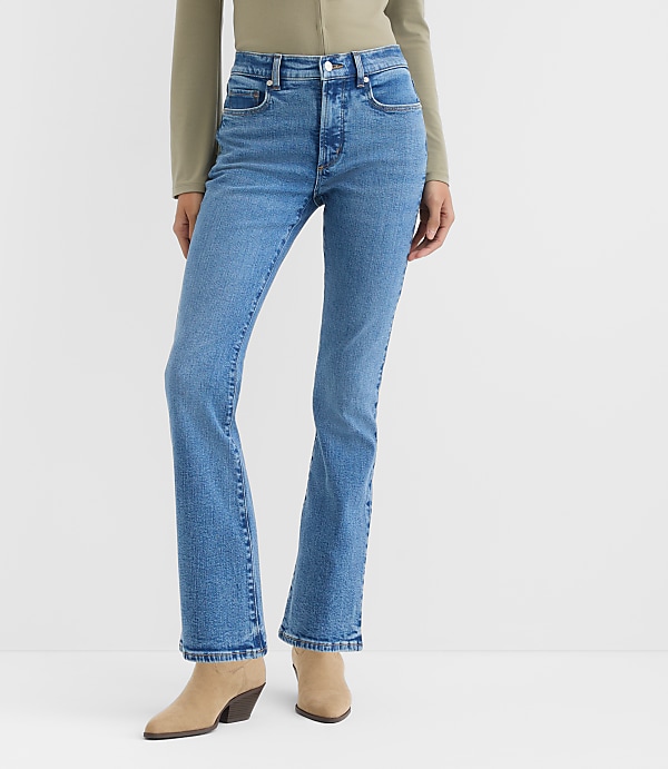 Rivete Petite Mid Rise Boot Jeans in Vintage Mid Wash