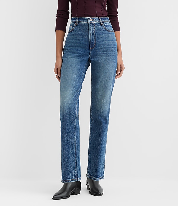 Rivete Tall High Rise Straight Jeans in Echo Wash