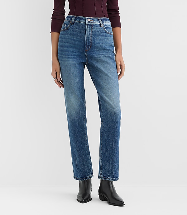 Rivete Tall Curvy High Rise Straight Jeans in Echo Wash
