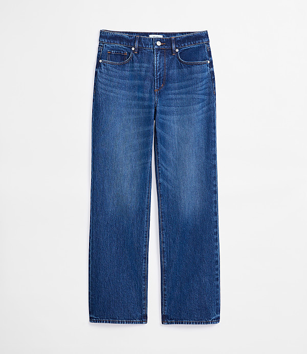 Rivete Tall Mid Rise Relaxed Straight Jeans in Dark Wash