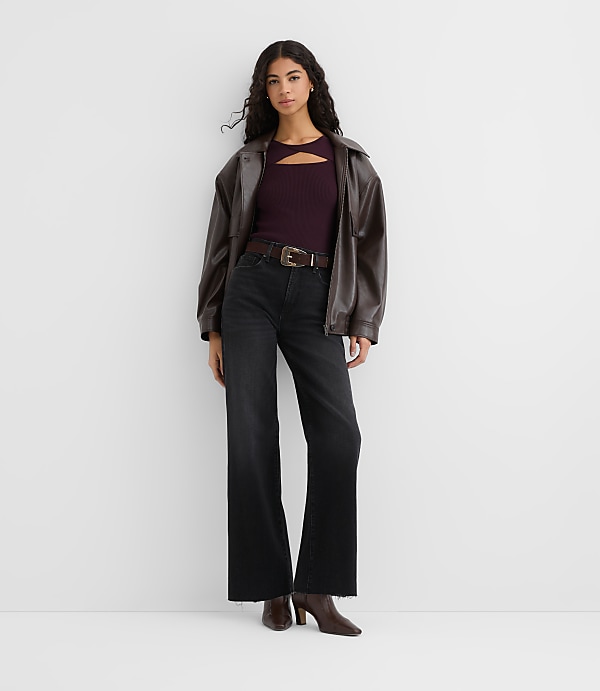 Rivete Tall Fresh Cut High Rise Wide Leg Jeans in Noir Wash