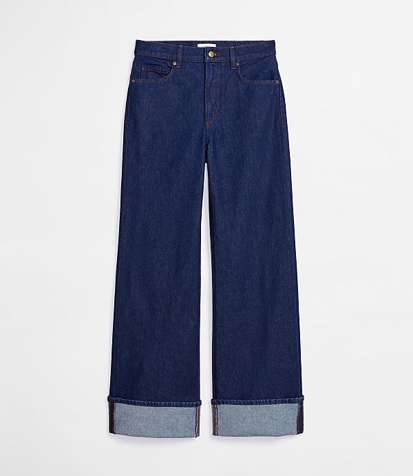 Rivete Tall Cuffed High Rise Wide Leg Jeans in Nova Wash