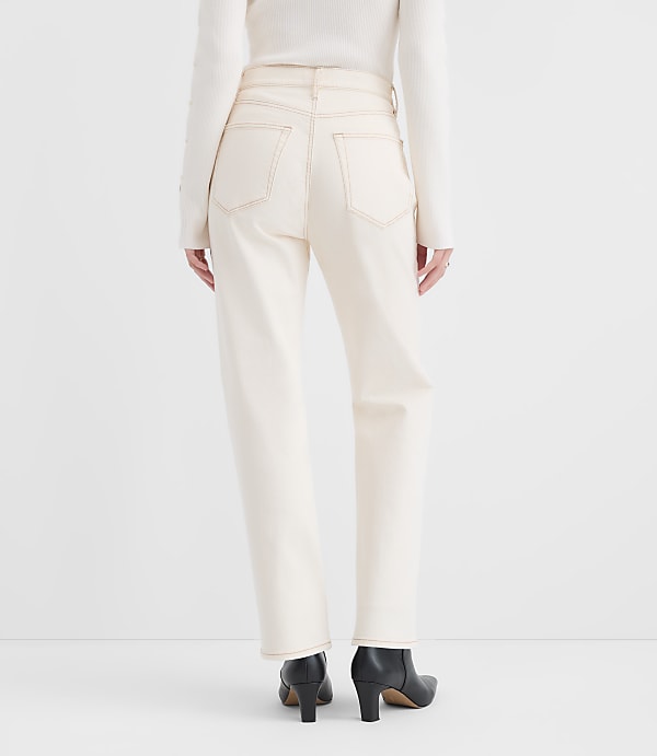 Rivete Tall High Rise Straight Jeans in Ivory