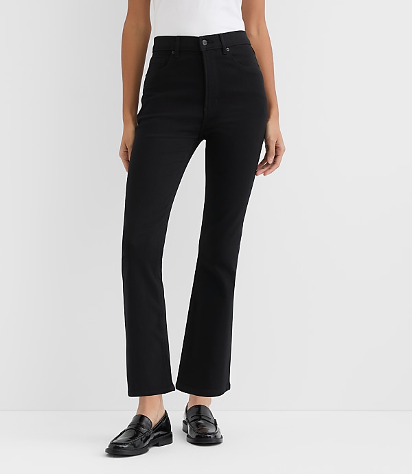 Rivete Tall High Rise Kick Crop Jeans in Noir Wash