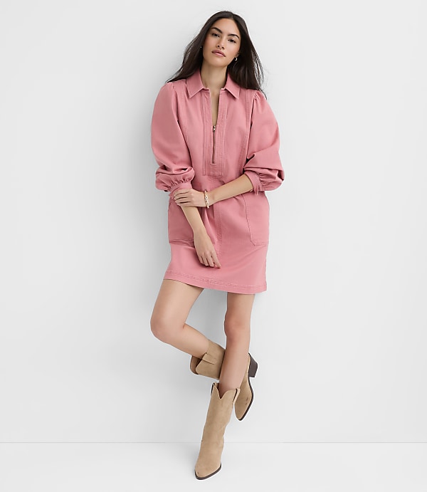 Petite Seamed Zip Mini Pocket Dress
