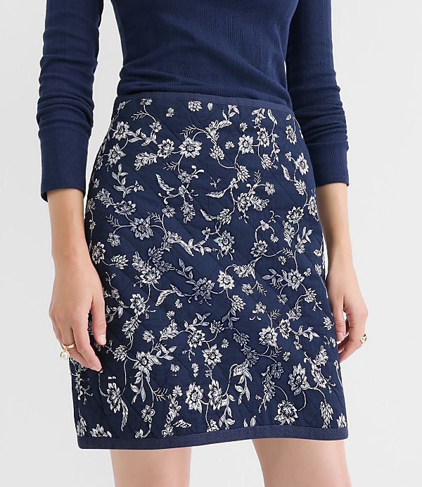 Petite Floral Quilted Mini Skirt