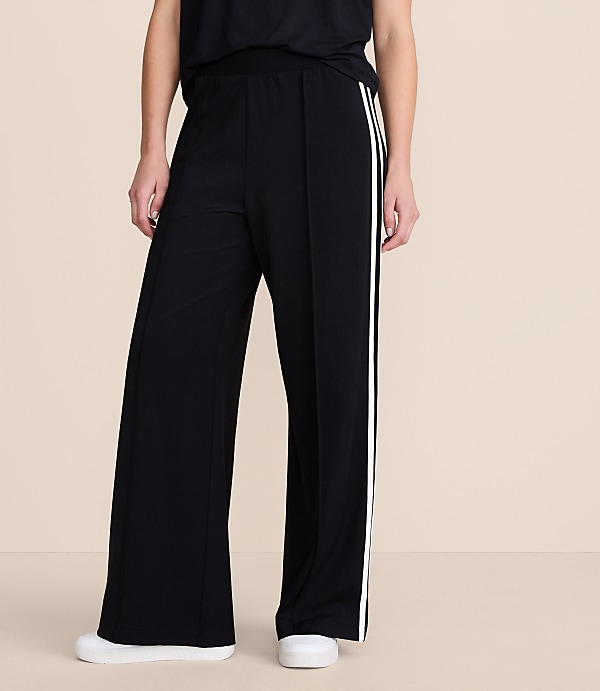 Petite Lou & Grey Double Stripe Pintucked Luvstretch Wide Leg Pants