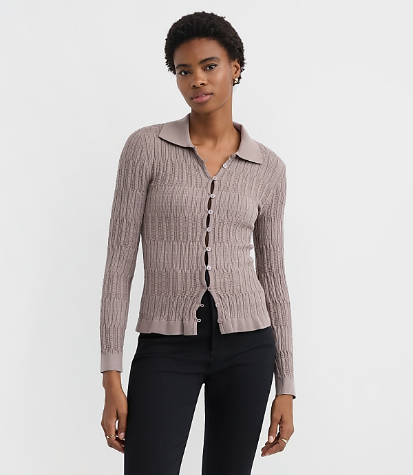 Petite Smocked Ruffle Cardigan Top