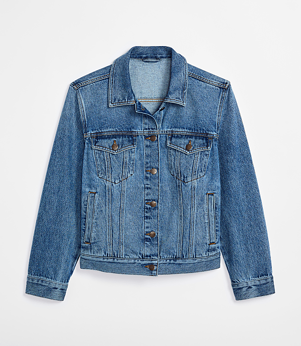 Rivete Petite Denim Trucker Jacket in Vintage Mid Wash