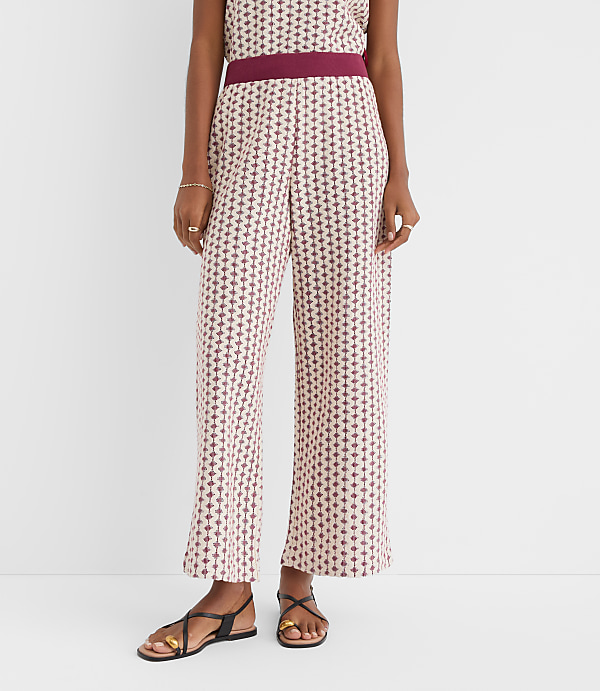 Petite LOFT Beach Geo Crochet Wide Leg Pants