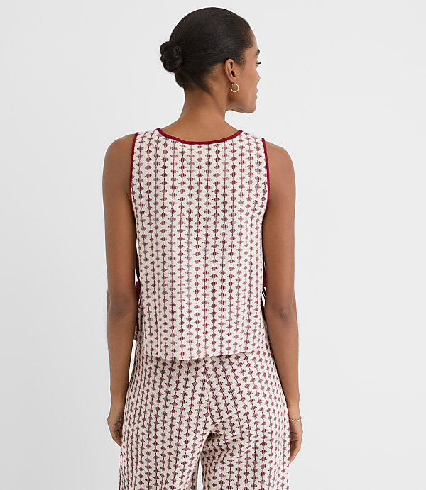 Petite LOFT Beach Geo Crochet Side Tie Tank Top