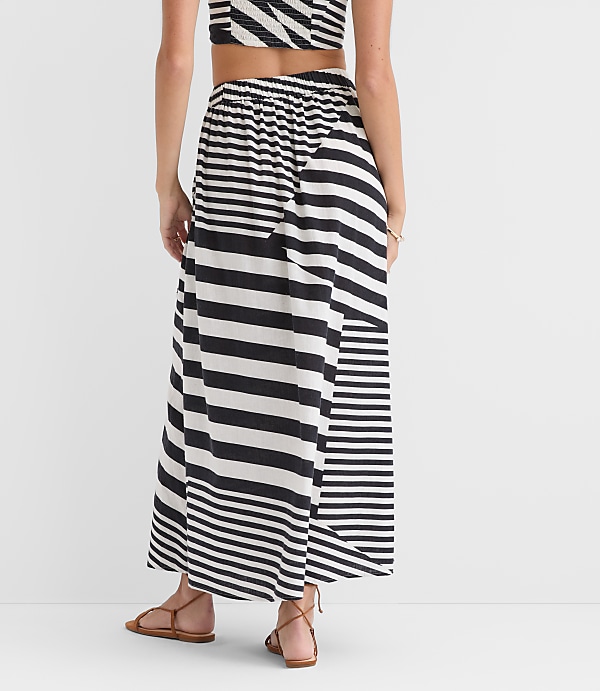 Petite LOFT Beach Striped Linen Cotton Maxi Wrap Skirt