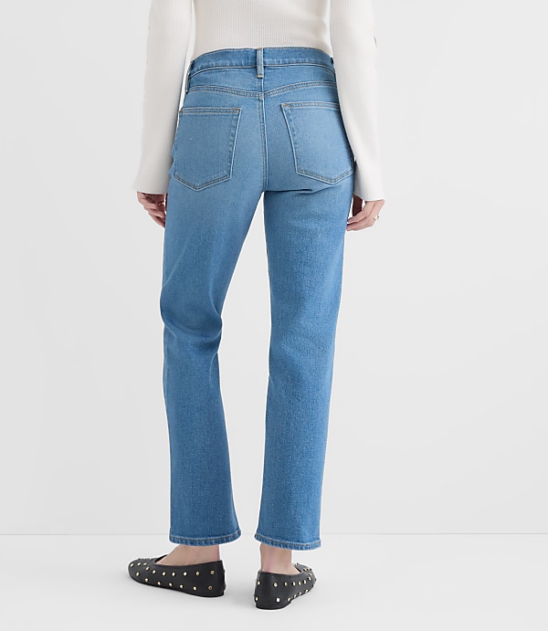 Rivete Short Mid Rise Slim Jeans in Vintage Mid Wash
