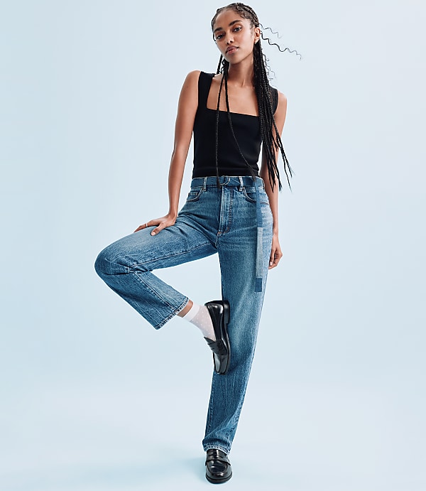 Rivete Tall High Rise Straight Jeans in Echo Wash