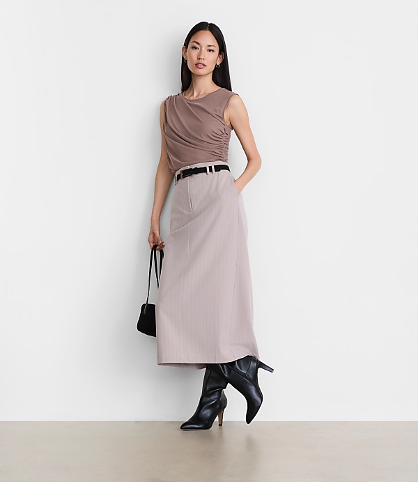 Petite LOFT Versa Mesh Ruched Tank Top