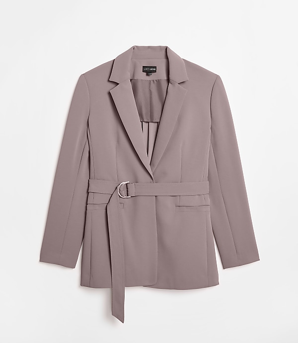 Petite LOFT Versa Crepe Drape Back Pleated Belted Blazer