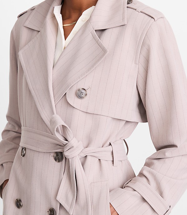 Petite LOFT Versa Seasonless Stretch Trench Coat in Stripe