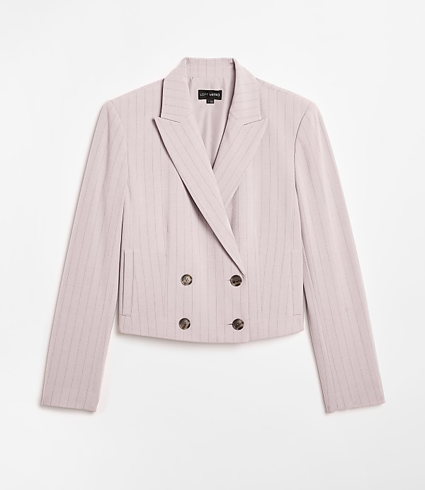 Petite LOFT Versa Seasonless Stretch Double Breasted Blazer in Stripe