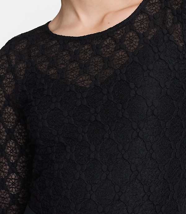 Petite LOFT Versa Geo Lace Long Sleeve Top