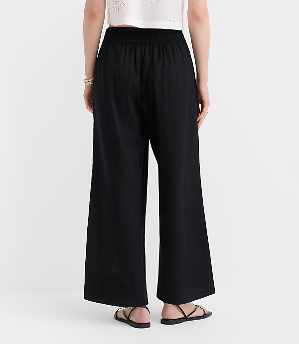 Petite LOFT Beach Linen Cotton Wide Leg Pants