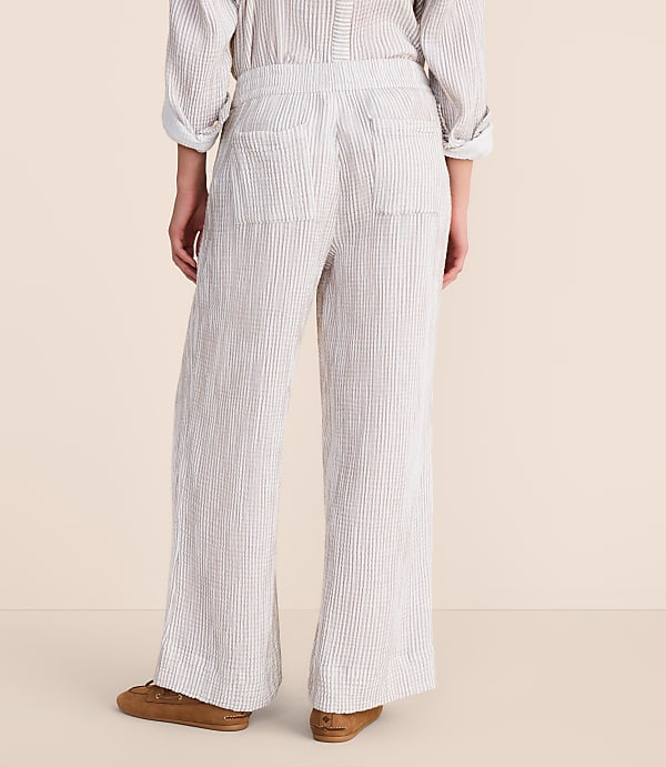 Petite Lou & Grey Striped Triple Cloth Wide Leg Pants