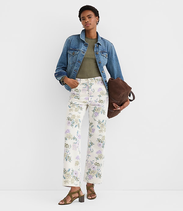 Petite High Rise Straight Jeans in Floral