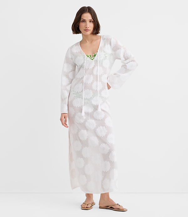LOFT Beach Daisy Mesh Jacquard Maxi Swimsuit Coverup