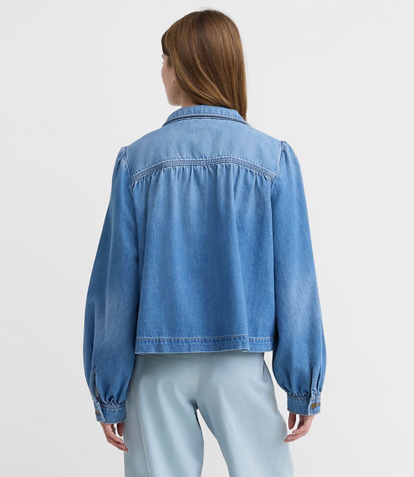 Petite Denim Swing Jacket in Luxe Indigo Wash