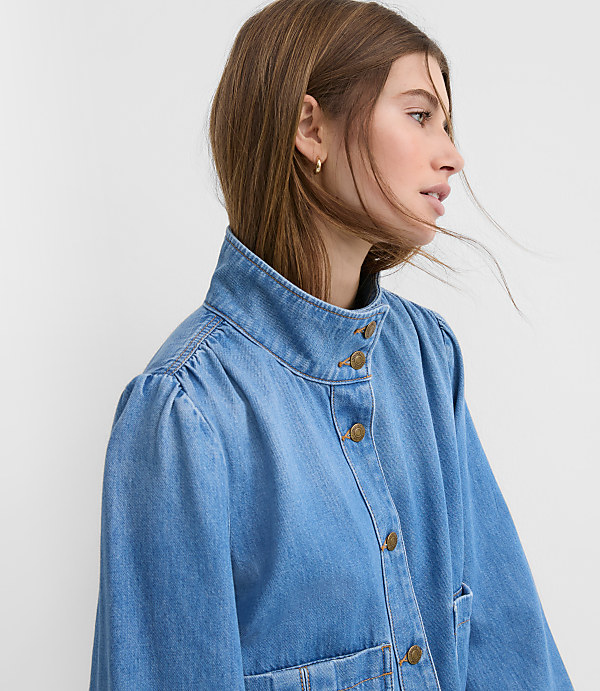 Petite Denim Swing Jacket in Luxe Indigo Wash