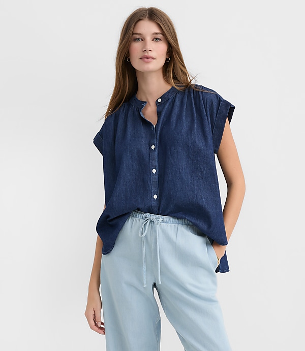Petite Chambray Everyday Dolman Shirt