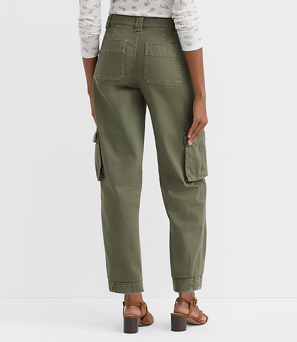 Petite Cargo Barrel Pants in Twill
