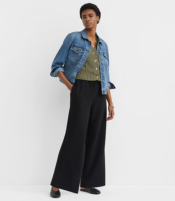 Petite Sawyer Pull On Pants in Textured Crepe