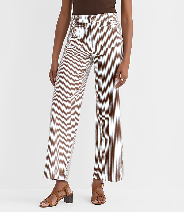 Tall Palmer Wide Leg Crop Pants in Stripe