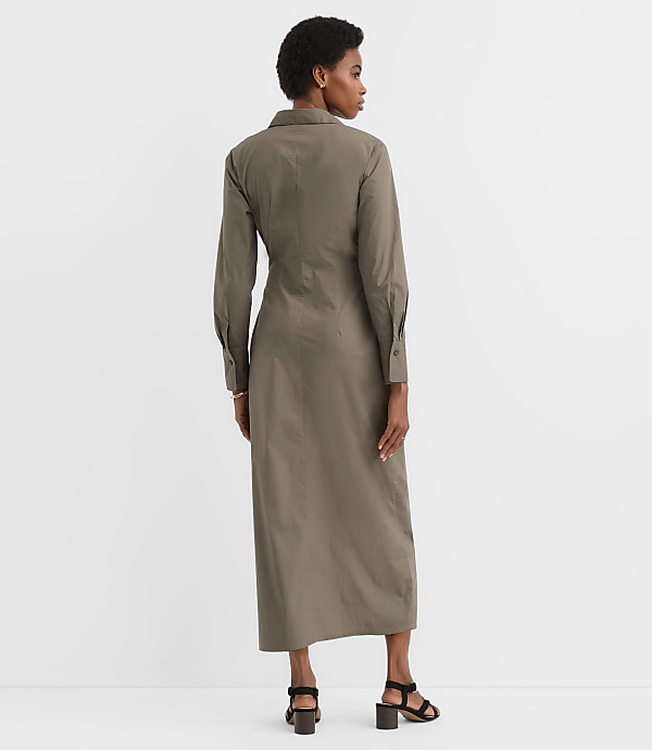 Petite Poplin Twist Midi Shirtdress