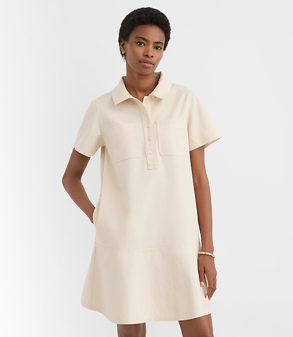 Petite Twill Flounce Mini Pocket Dress