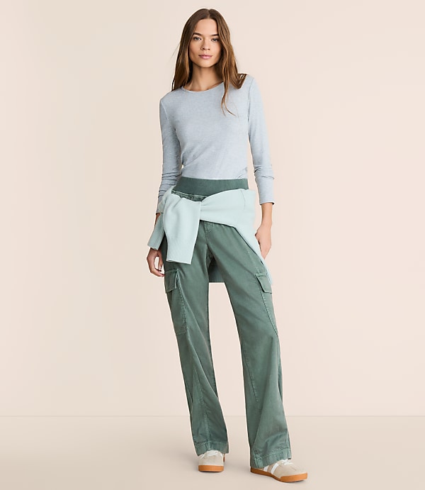 Petite Lou & Grey Washed Twill Straight Leg Cargo Pants