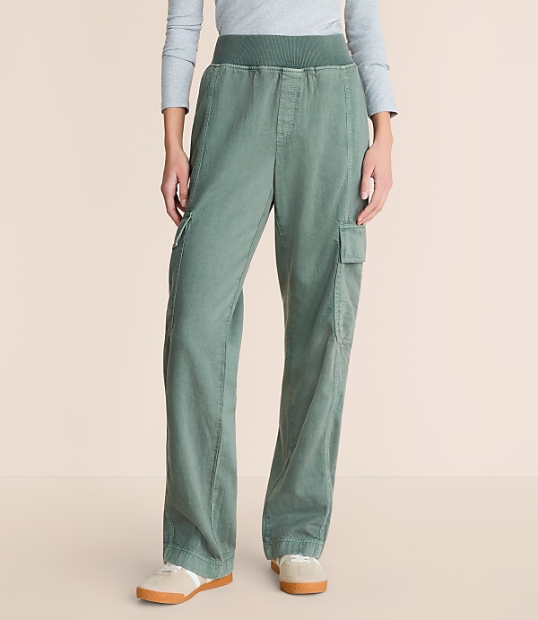 Petite Lou & Grey Washed Twill Straight Leg Cargo Pants
